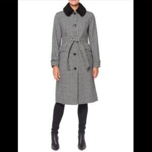 Brand New KATE SPADE NEW YORK Gingham Single Breasted Belted Coat